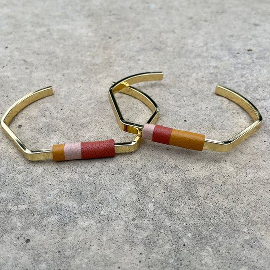 Color-Block leather bangle bracelet