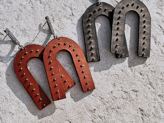 HESTIA ARCHES Diamond and Leather Earrings