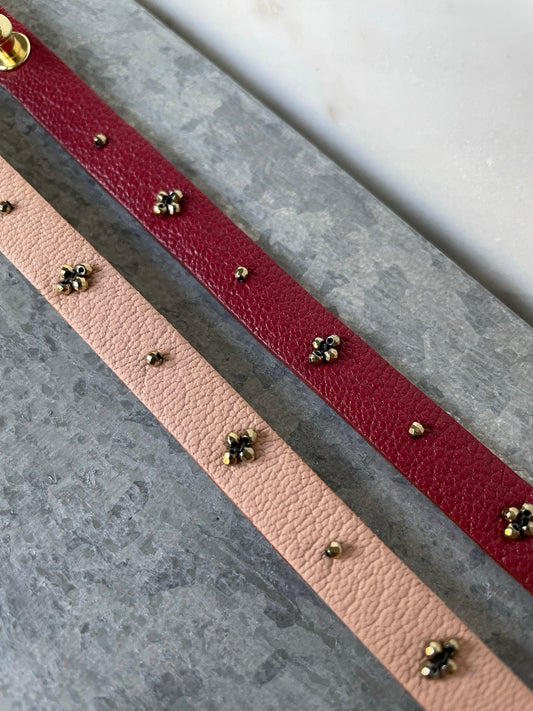 JOY Stacking Bracelet - blush and crimson colors