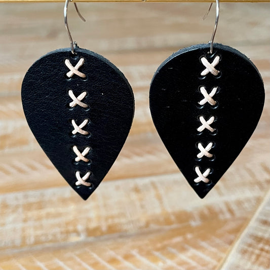 Laced Leaf Leather Earrings